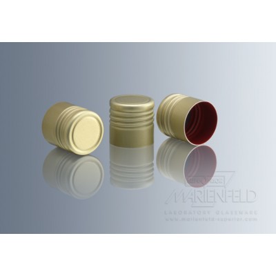 Aluminium screw caps for above culture medium tubes - Gold-coloured, with rubber washer