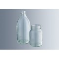 Thread bottles, round shoulder - Clear glass, wide neck